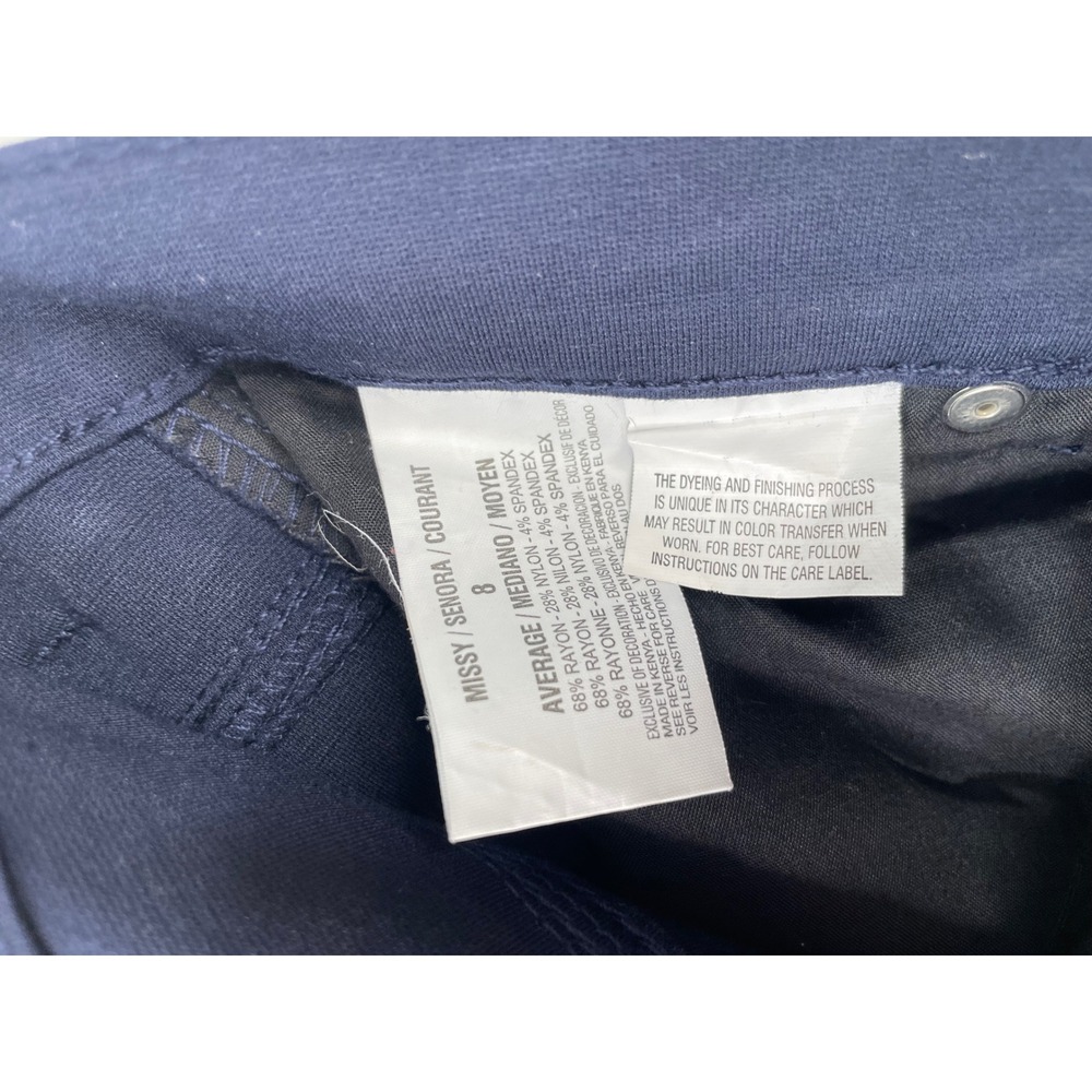 Gloria Vanderbilt Amanda Navy Blue Slimming Straight Leg Pants Womens 8 Studded - Picture 14 of 14